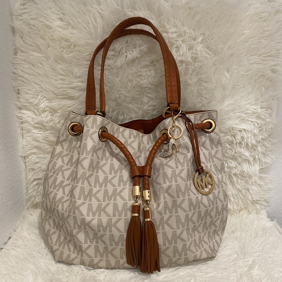 Michael‎ Kors Monogram Beige and Brown Shoulder Bag